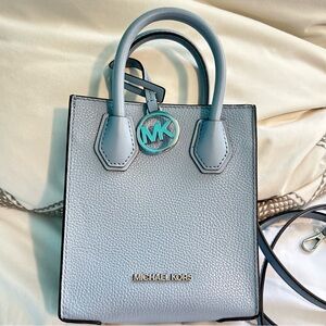 Michael Kors Sky Blue Leather Satchel Crossbody Mini Purse NWOT